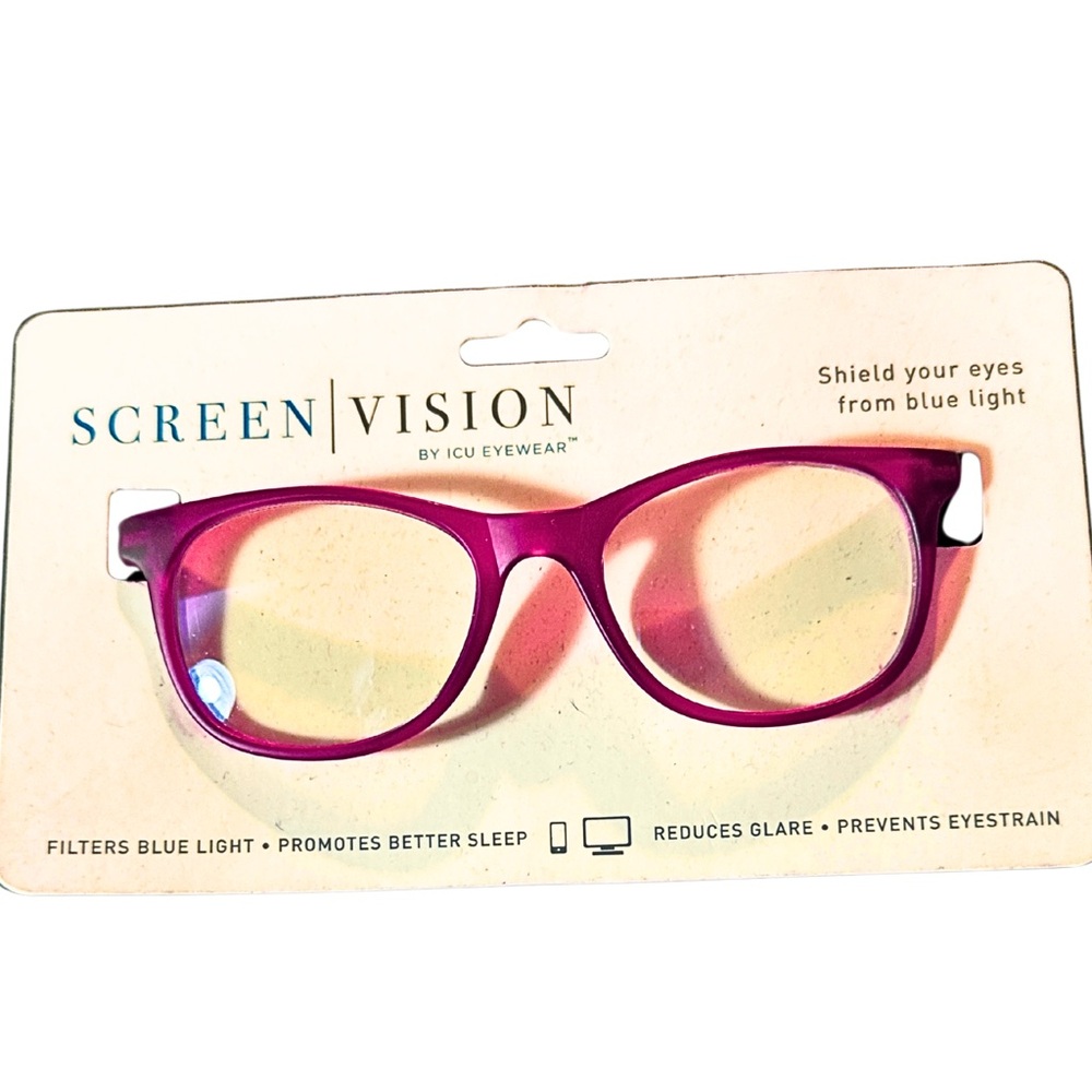 Screen Vision by ICU Eyewear Shield Your Eyes From Blue Light Red Frames NEW
